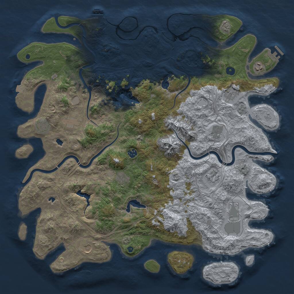 Rust Map: Procedural Map, Size: 5000, Seed: 444024513, 17 Monuments