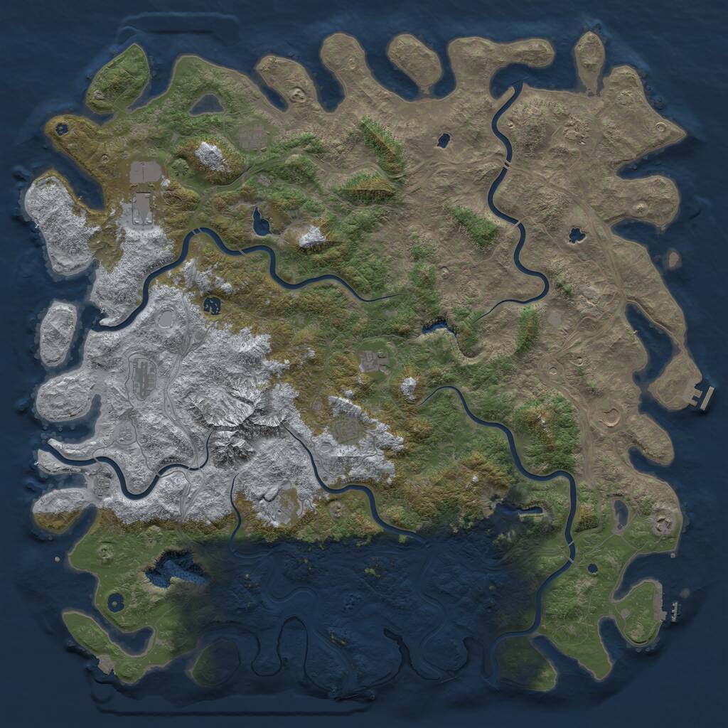 Rust Map: Procedural Map, Size: 6000, Seed: 338303542, 17 Monuments