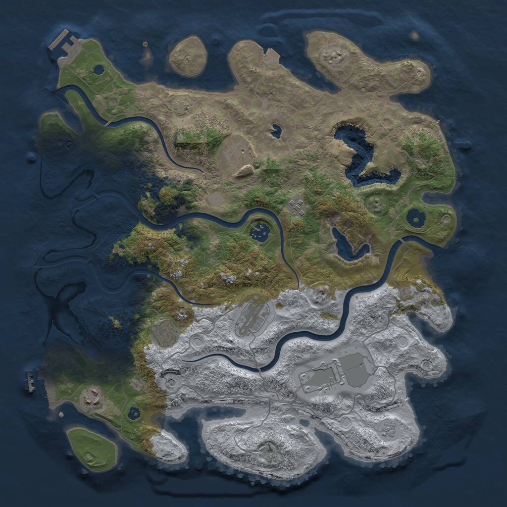 Rust Map: Procedural Map, Size: 4000, Seed: 9989, 13 Monuments