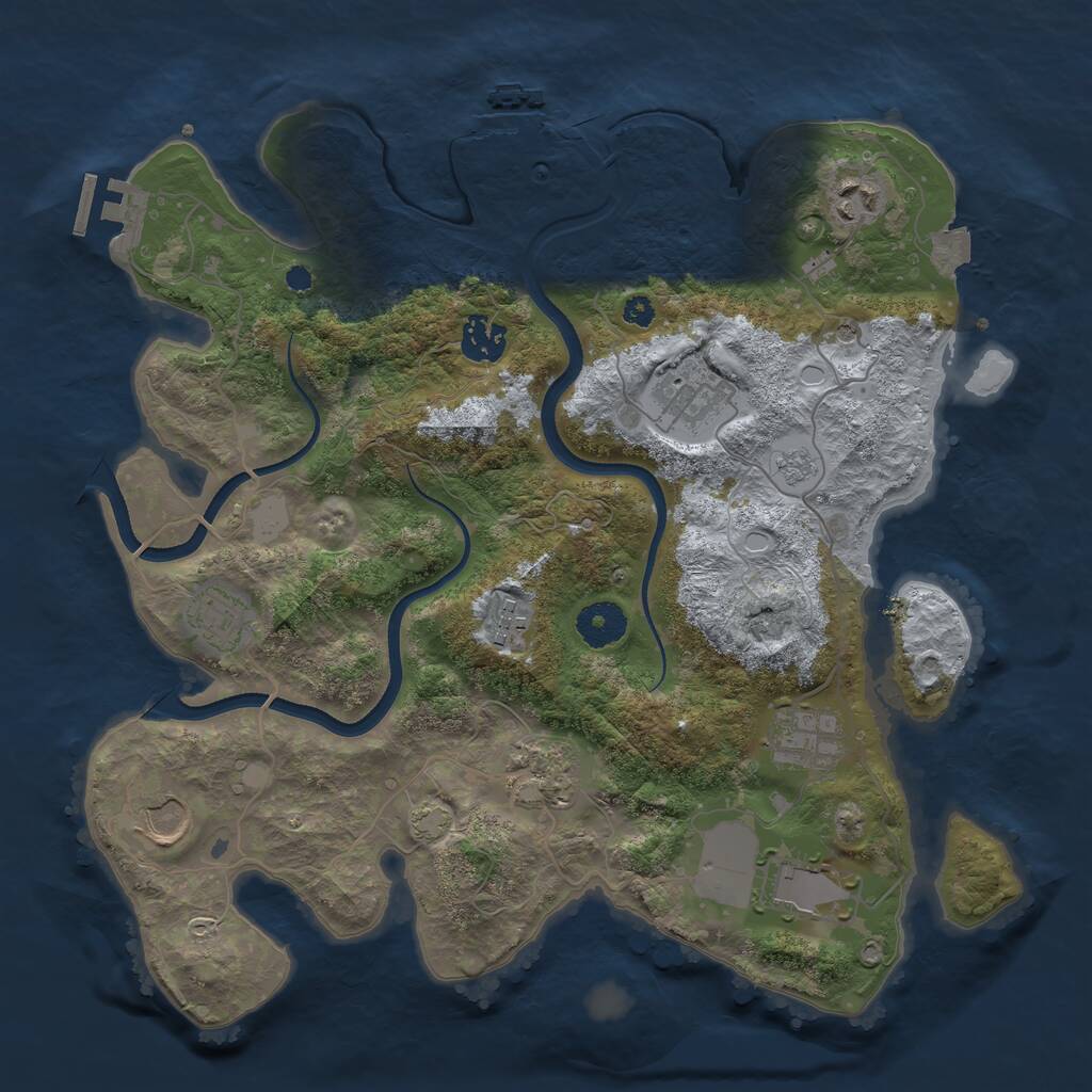 Rust Map: Procedural Map, Size: 3500, Seed: 11392785, 15 Monuments