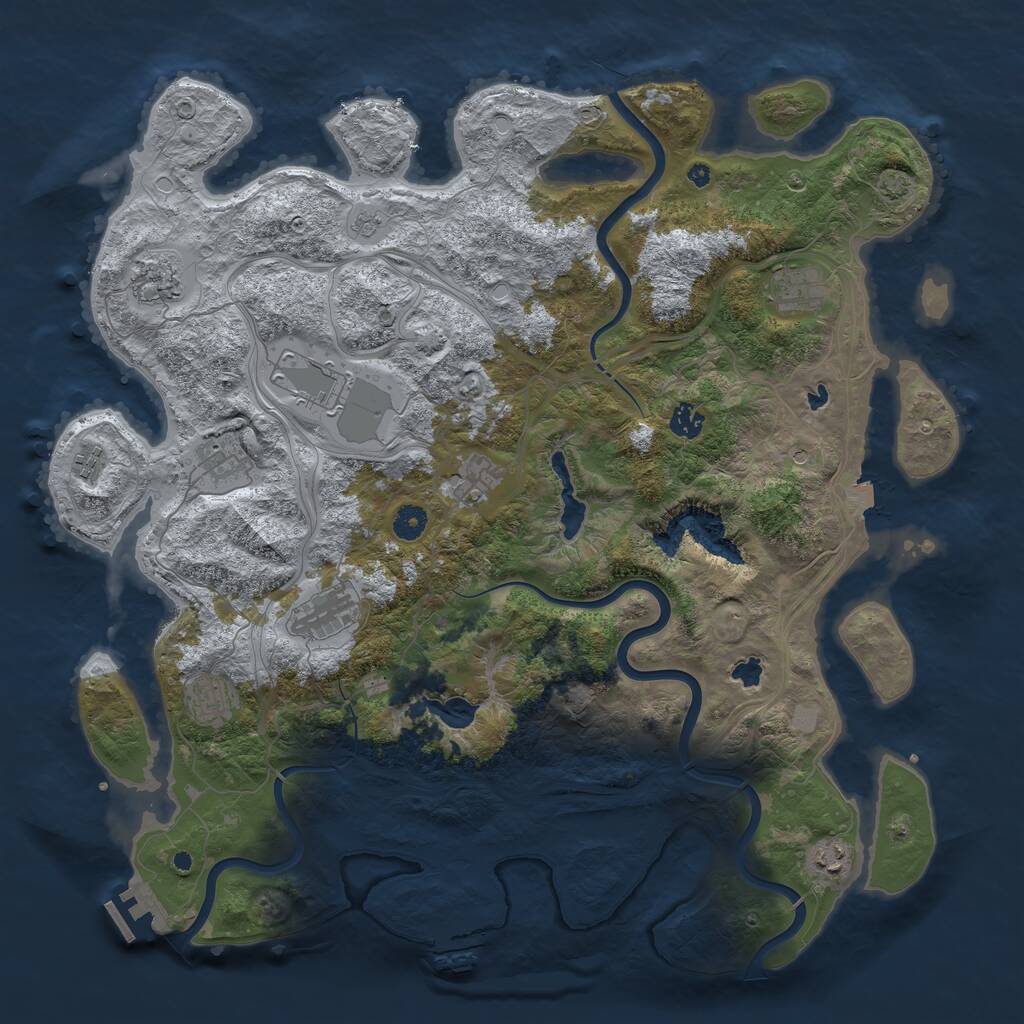 Rust Map: Procedural Map, Size: 4500, Seed: 550738682, 16 Monuments