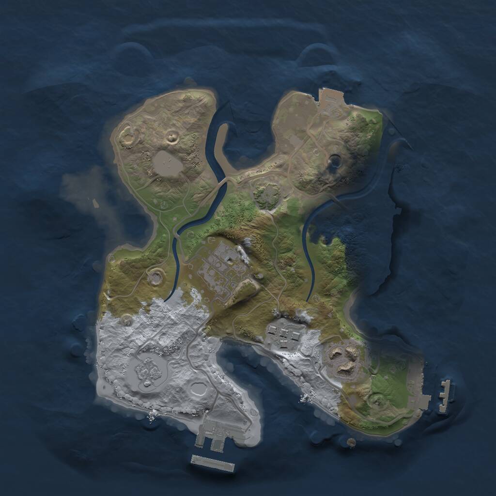 Rust Map: Procedural Map, Size: 2300, Seed: 54351, 9 Monuments