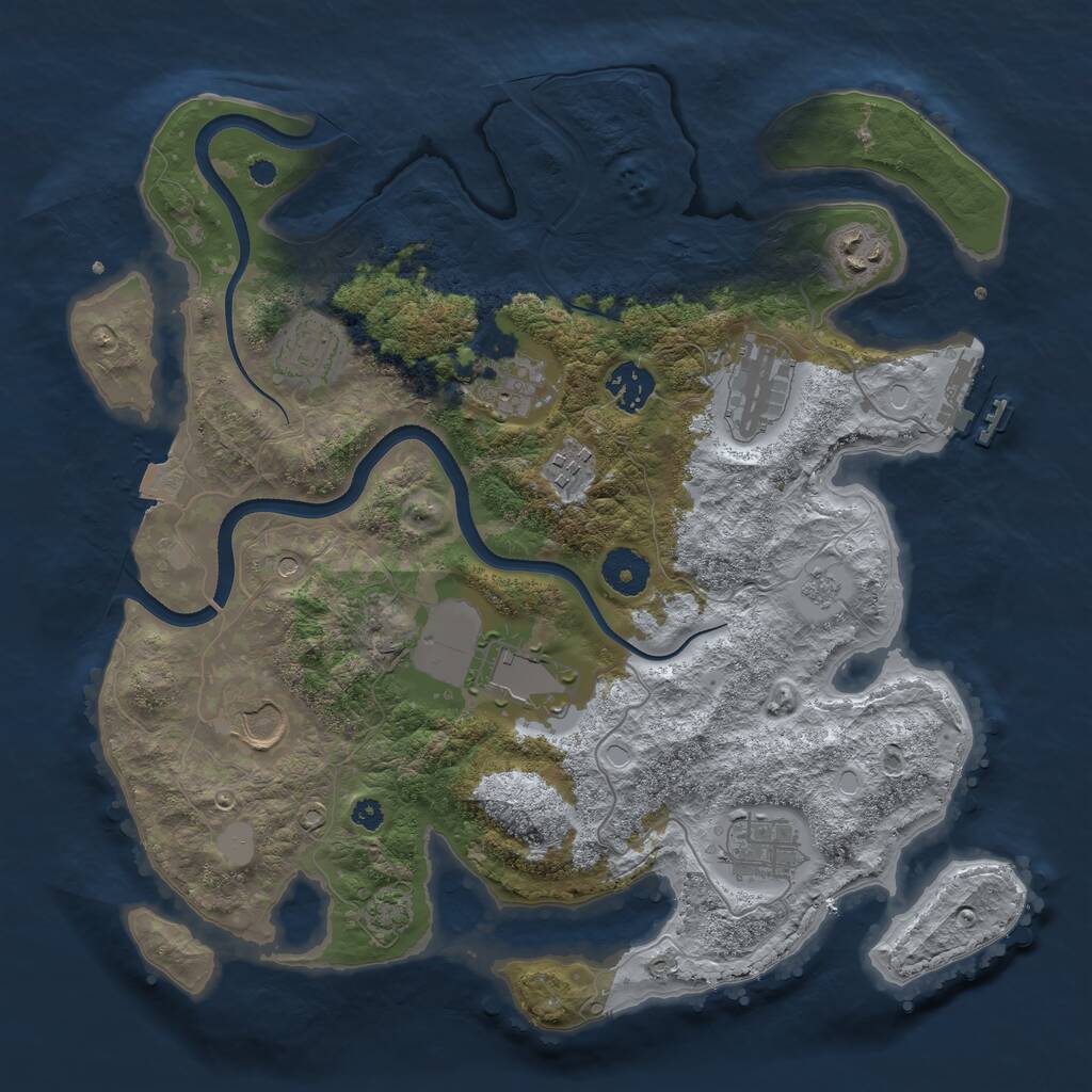Rust Map: Procedural Map, Size: 3500, Seed: 597605825, 14 Monuments