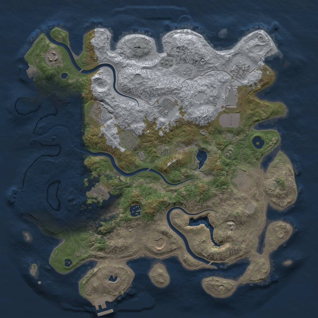 Rust Map: Procedural Map, Size: 4000, Seed: 1883336020, 17 Monuments