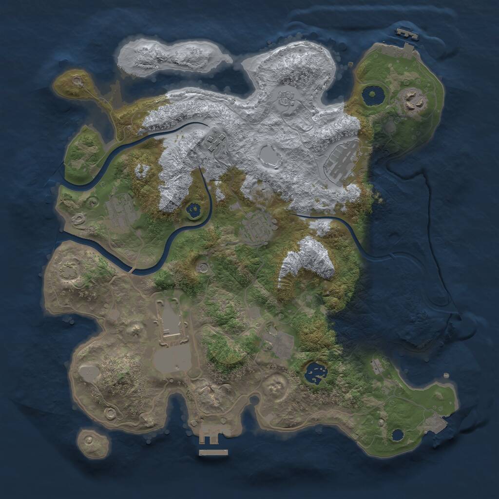 Rust Map: Procedural Map, Size: 3500, Seed: 1314206078, 14 Monuments
