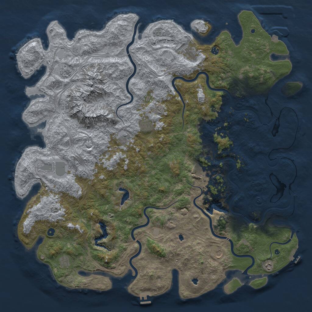 Rust Map: Procedural Map, Size: 6000, Seed: 1965601592, 17 Monuments