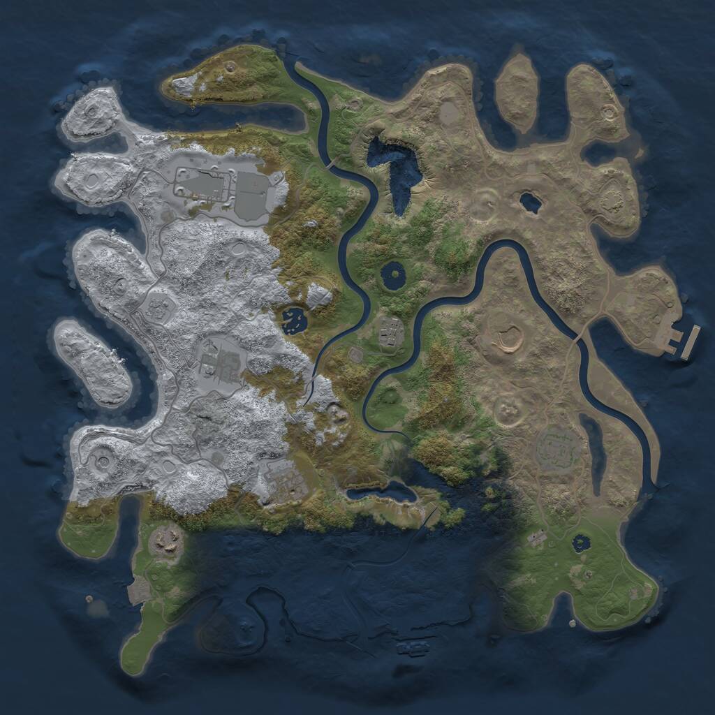 Rust Map: Procedural Map, Size: 4000, Seed: 1234234, 14 Monuments
