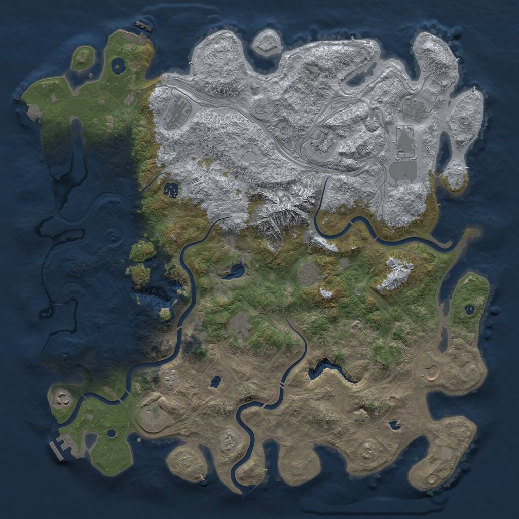 Rust Map: Procedural Map, Size: 5000, Seed: 1405719602, 17 Monuments