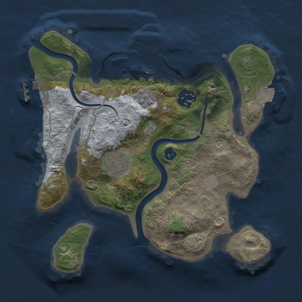 Rust Map: Procedural Map, Size: 2500, Seed: 277760, 8 Monuments