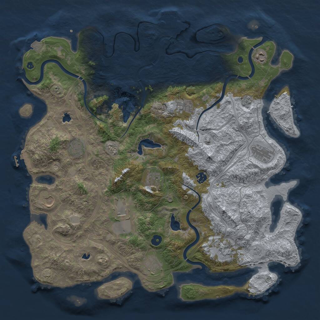 Rust Map: Procedural Map, Size: 4500, Seed: 878636146, 17 Monuments