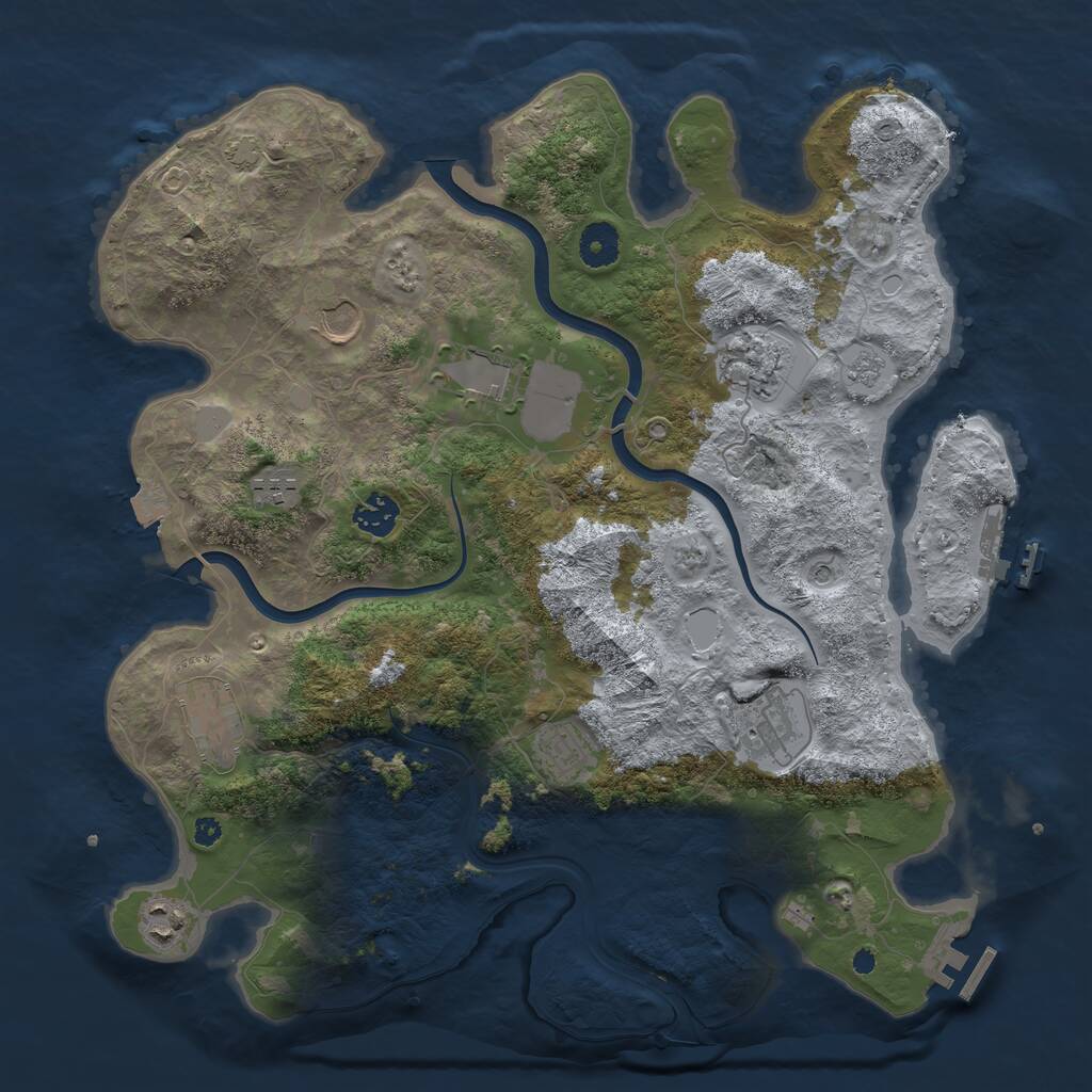 Rust Map: Procedural Map, Size: 3800, Seed: 1852295826, 15 Monuments