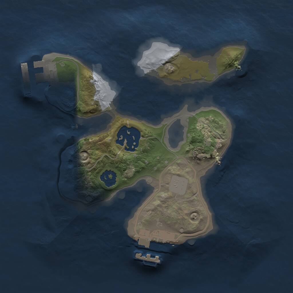 Rust Map: Procedural Map, Size: 1800, Seed: 2332, 4 Monuments