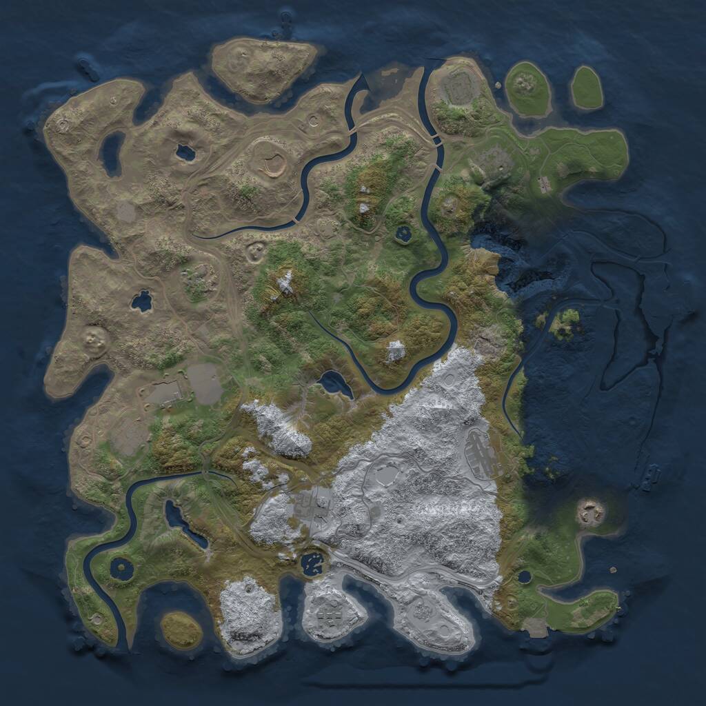 Rust Map: Procedural Map, Size: 4500, Seed: 459548790, 17 Monuments