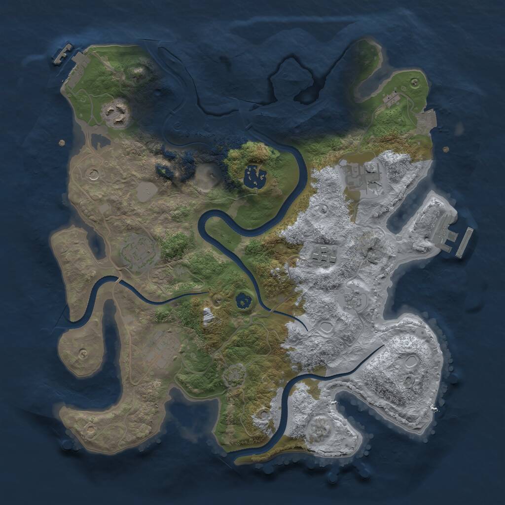 Rust Map: Procedural Map, Size: 3200, Seed: 636345975, 12 Monuments