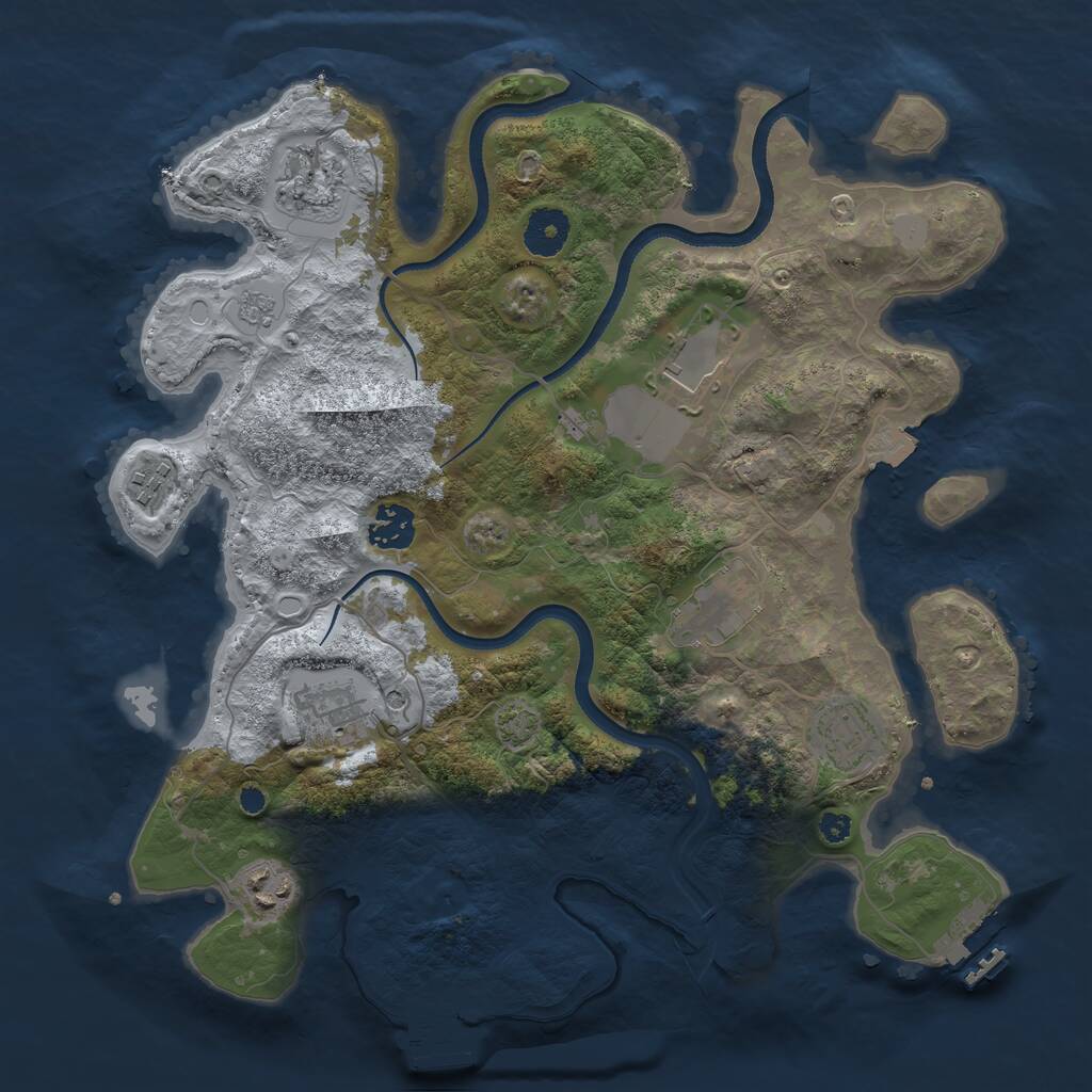 Rust Map: Procedural Map, Size: 3500, Seed: 798410462, 14 Monuments