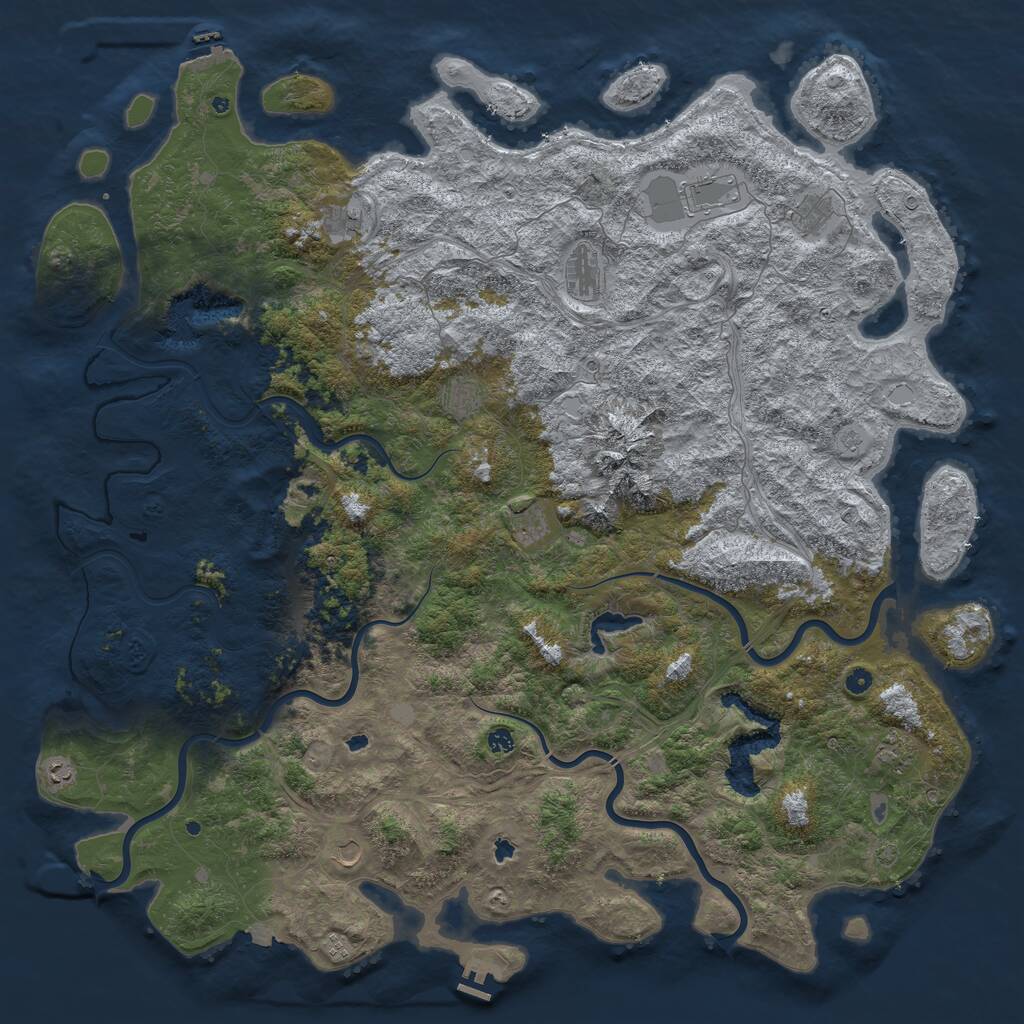 Rust Map: Procedural Map, Size: 6000, Seed: 1067771772, 17 Monuments
