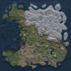 Thumbnail Rust Map: Procedural Map, Size: 6000, Seed: 1067771772, 17 Monuments