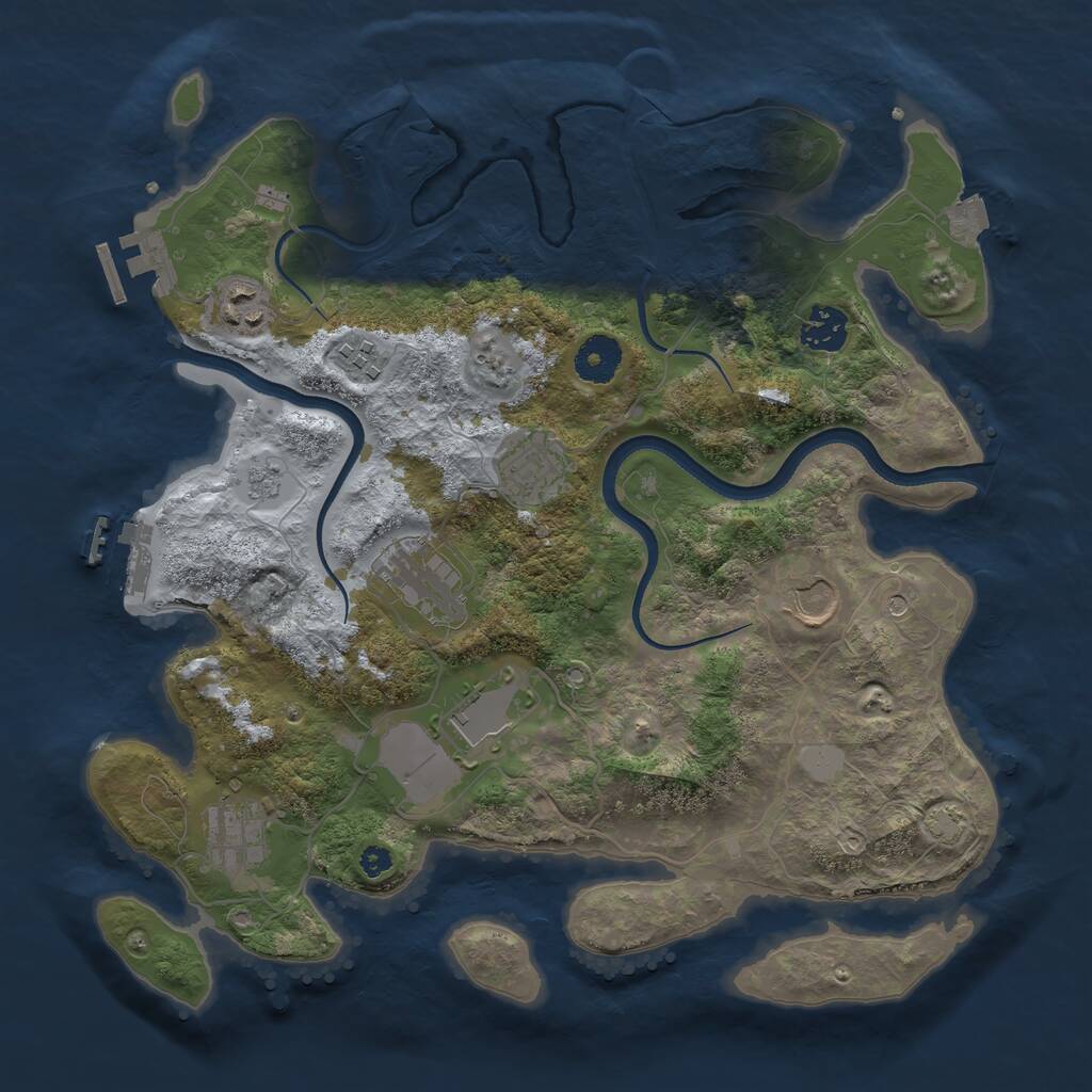 Rust Map: Procedural Map, Size: 3500, Seed: 764862296, 14 Monuments