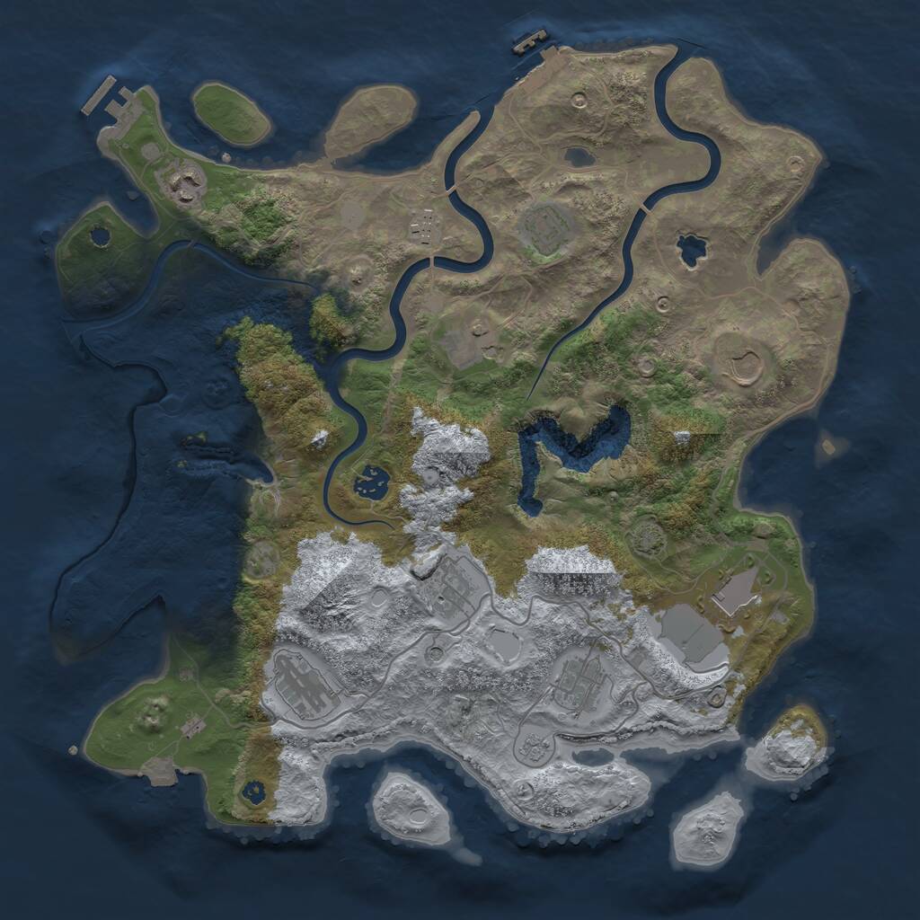 Rust Map: Procedural Map, Size: 4000, Seed: 834884428, 16 Monuments