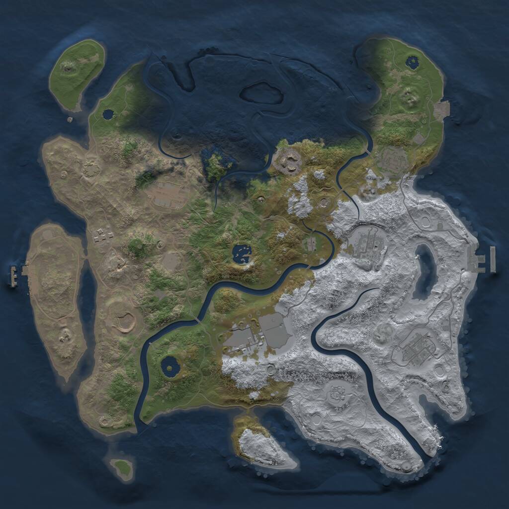 Rust Map: Procedural Map, Size: 3850, Seed: 476345344, 15 Monuments