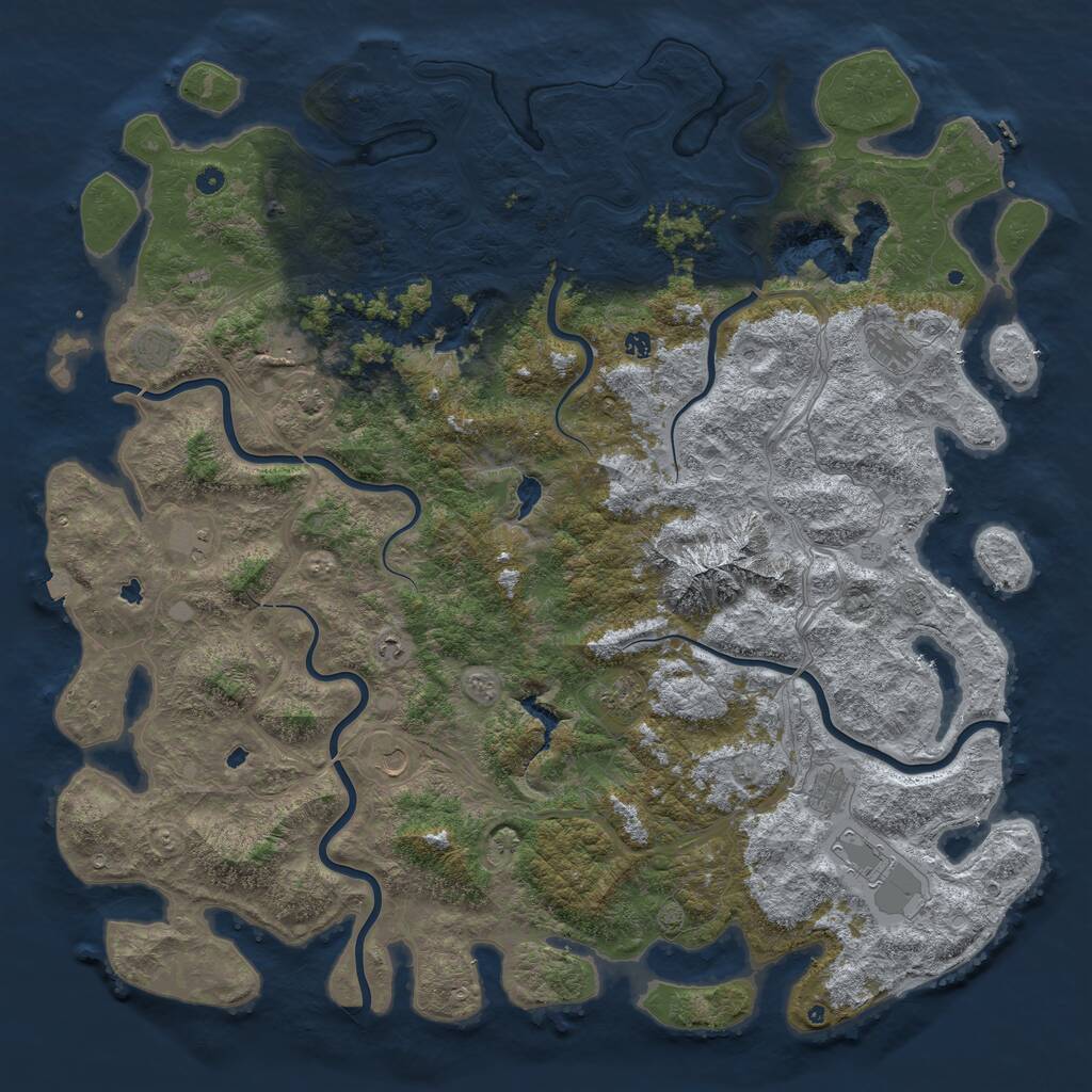Rust Map: Procedural Map, Size: 6000, Seed: 52341, 17 Monuments