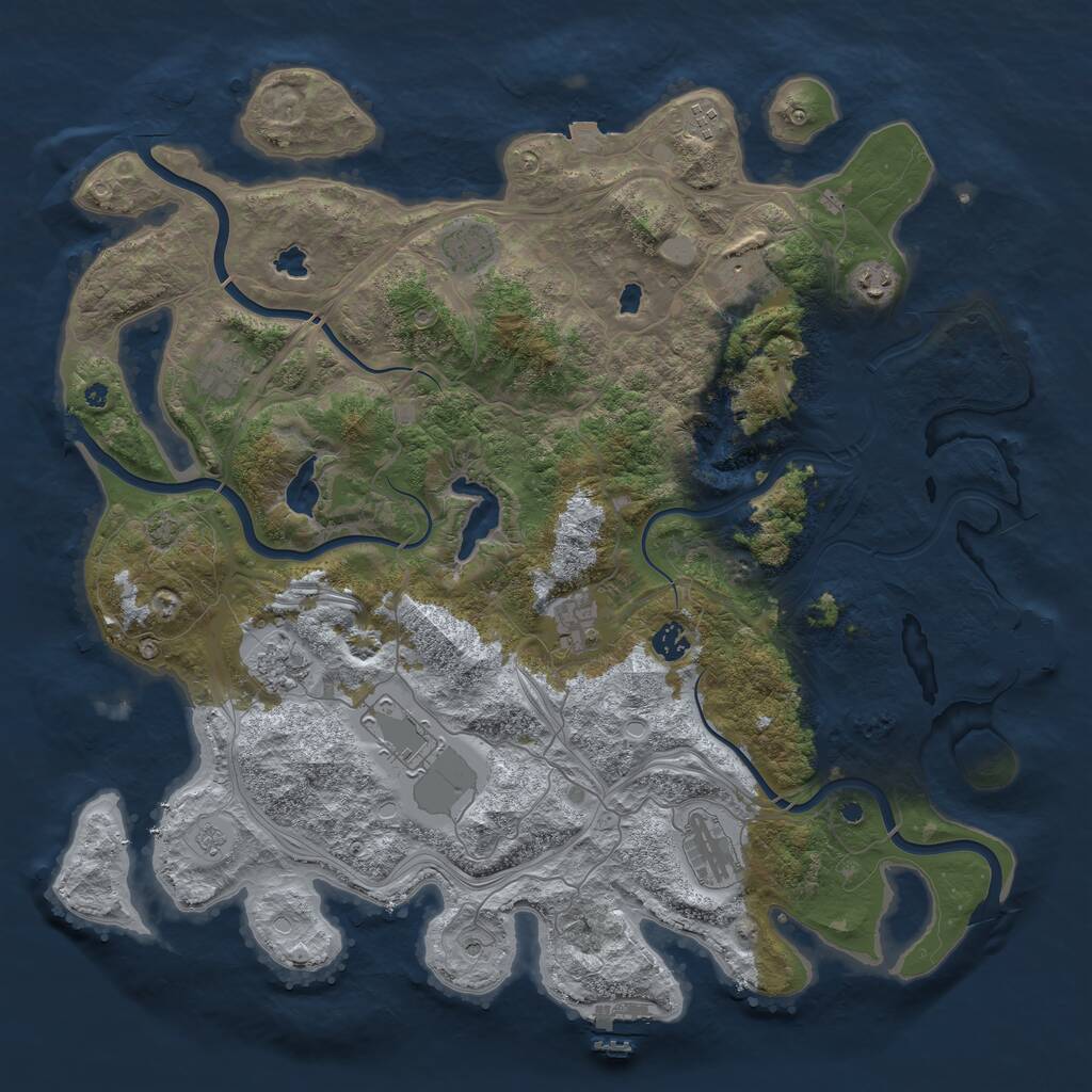 Rust Map: Procedural Map, Size: 4500, Seed: 2111861699, 16 Monuments