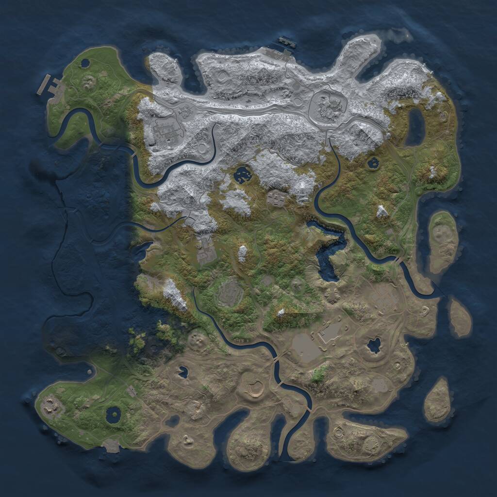 Rust Map: Procedural Map, Size: 4500, Seed: 807656955, 16 Monuments