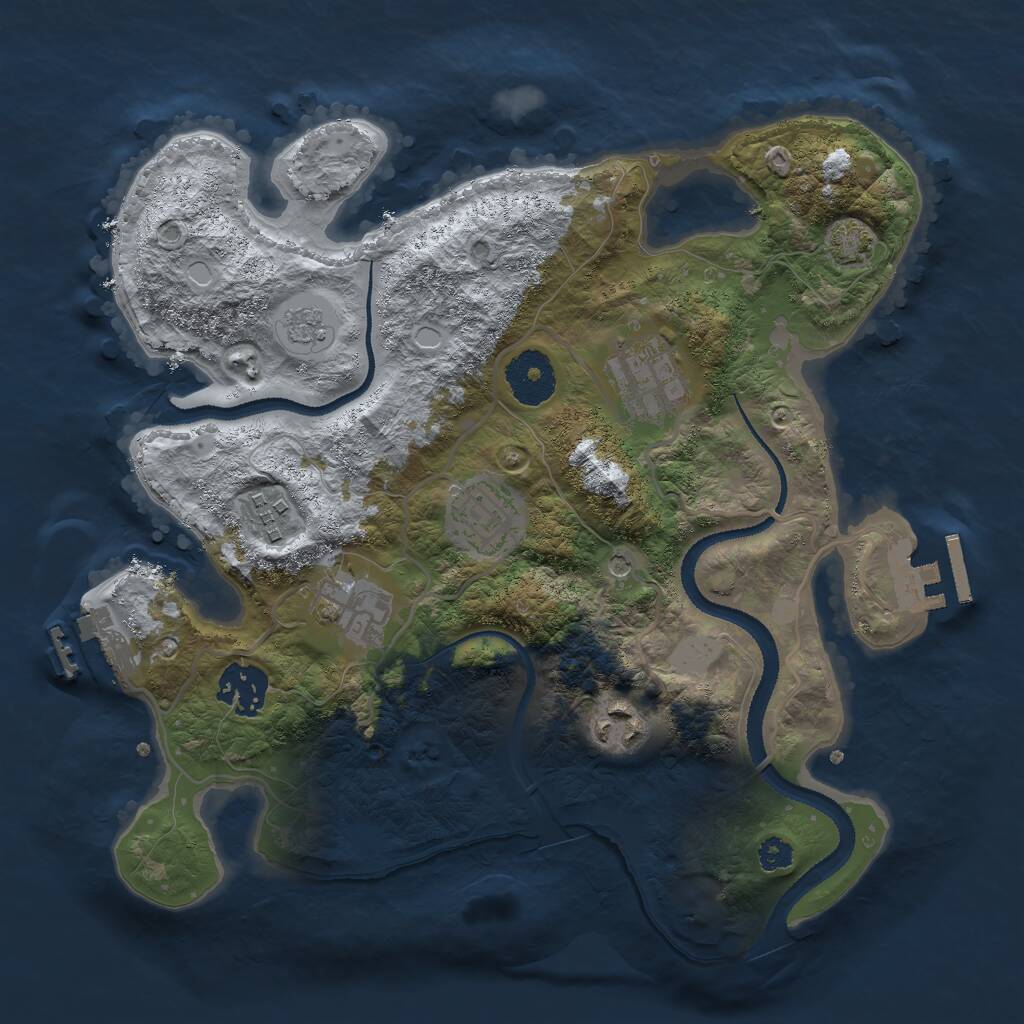 Rust Map: Procedural Map, Size: 3000, Seed: 2083745225, 12 Monuments