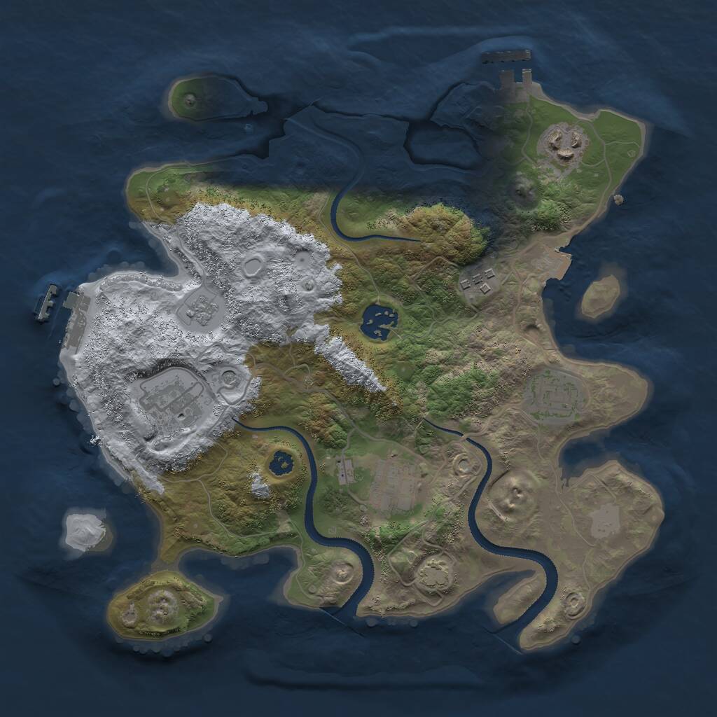 Rust Map: Procedural Map, Size: 3000, Seed: 14865893, 12 Monuments