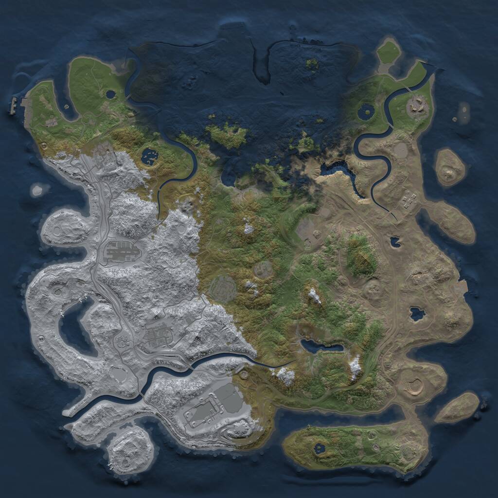 Rust Map: Procedural Map, Size: 4500, Seed: 2127180171, 16 Monuments