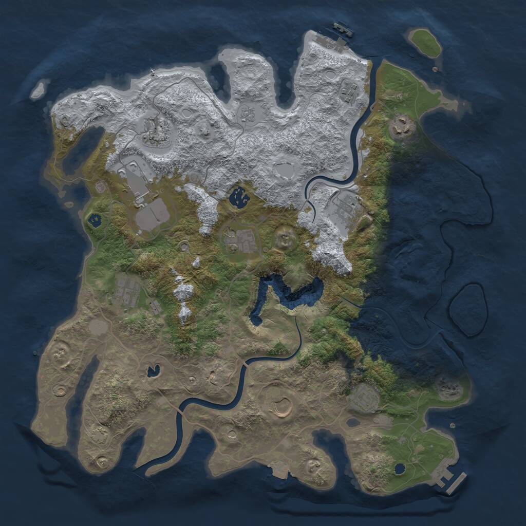 Rust Map: Procedural Map, Size: 4000, Seed: 369596590, 16 Monuments