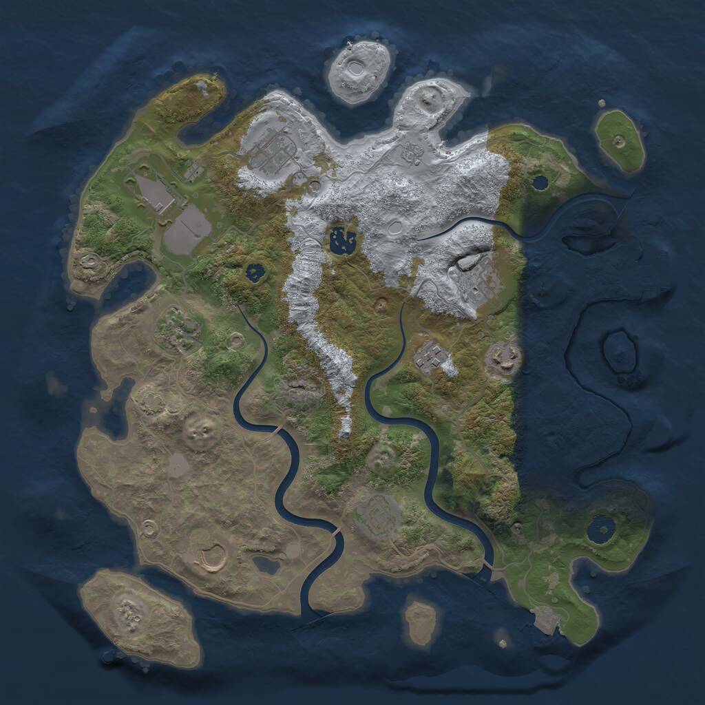 Rust Map: Procedural Map, Size: 3750, Seed: 818583609, 14 Monuments