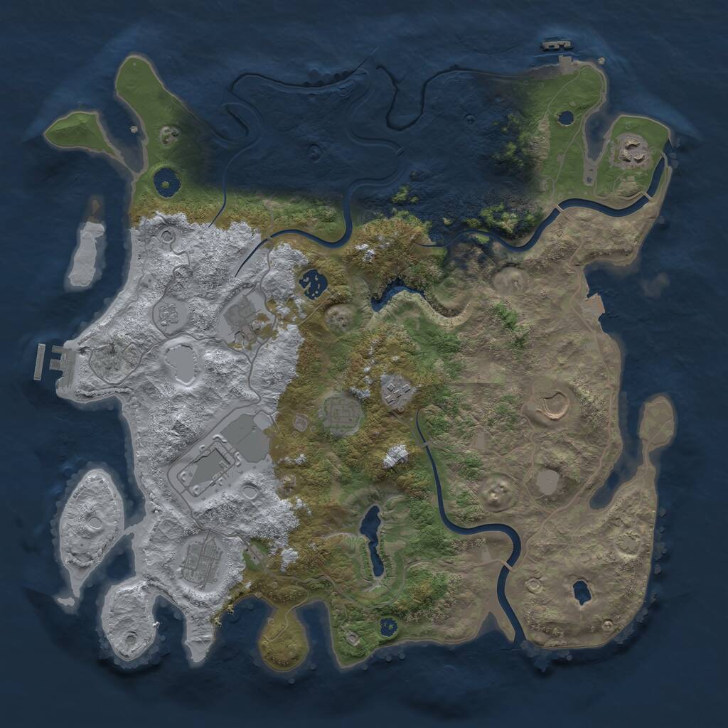 Rust Map: Procedural Map, Size: 4000, Seed: 399605523, 14 Monuments
