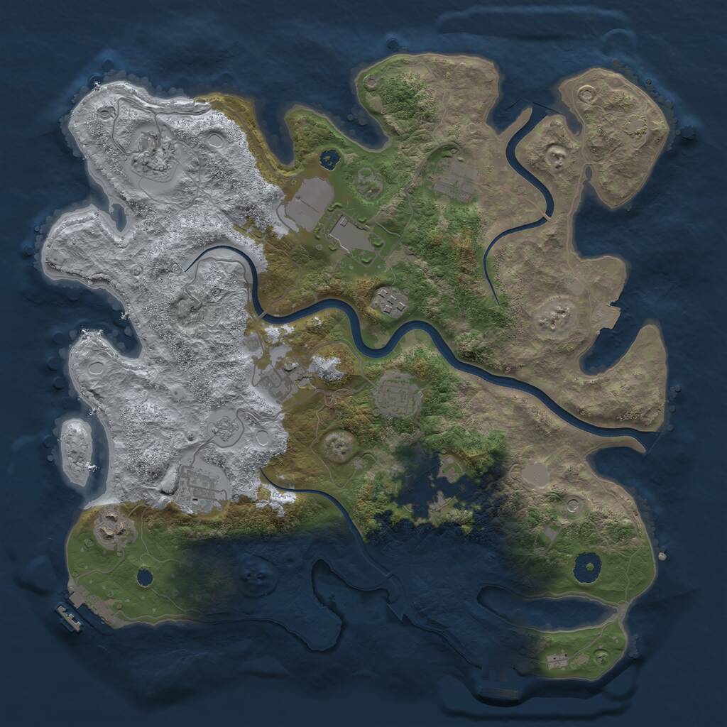 Rust Map: Procedural Map, Size: 3700, Seed: 1518289325, 15 Monuments