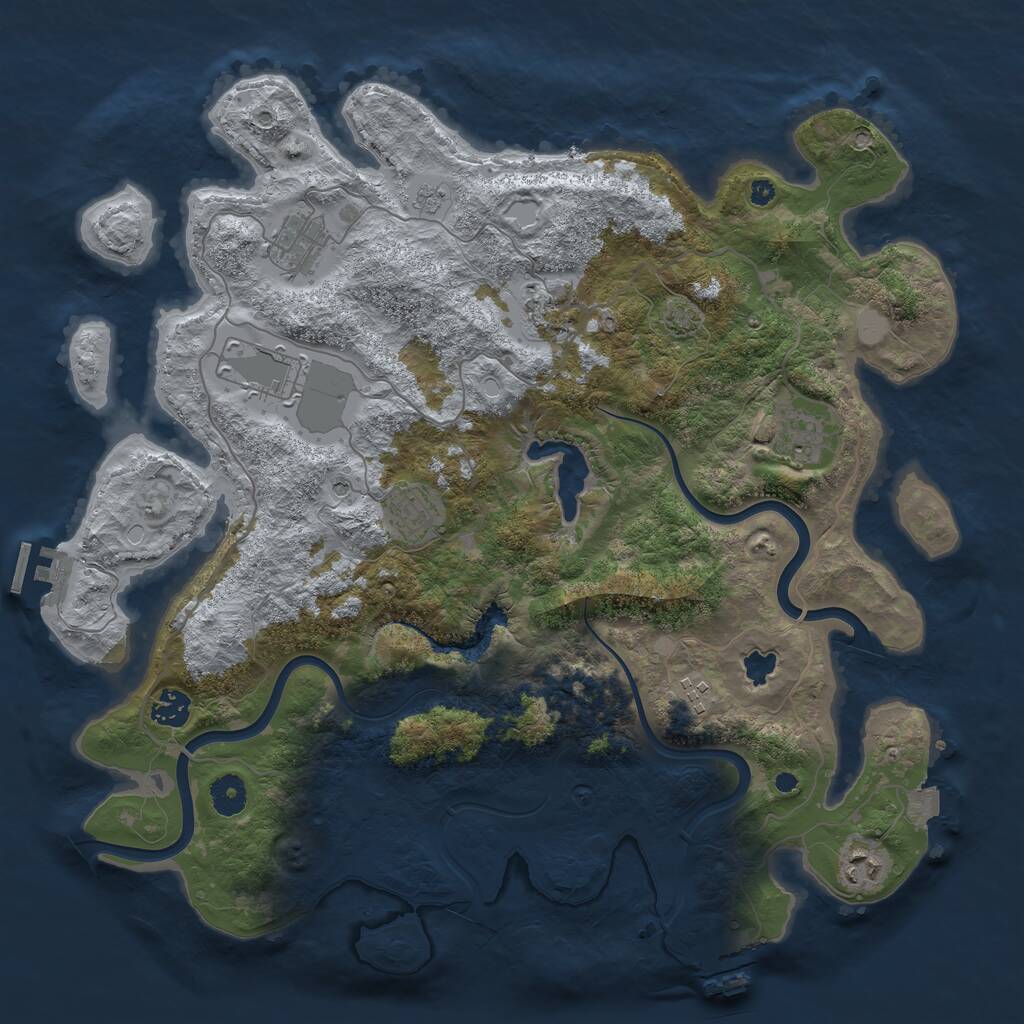 Rust Map: Procedural Map, Size: 4000, Seed: 91425481, 14 Monuments