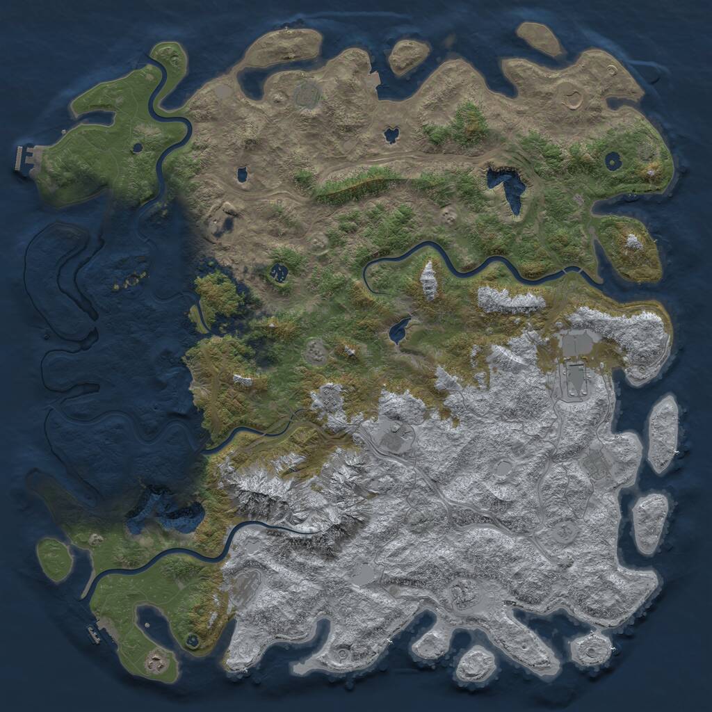 Rust Map: Procedural Map, Size: 6000, Seed: 2056591190, 17 Monuments