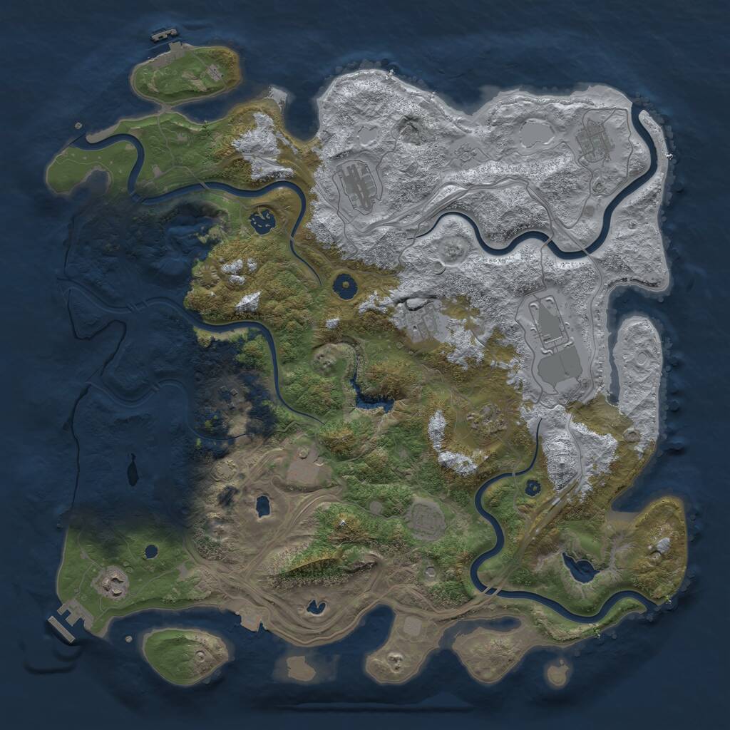 Rust Map: Procedural Map, Size: 4500, Seed: 60297150, 16 Monuments