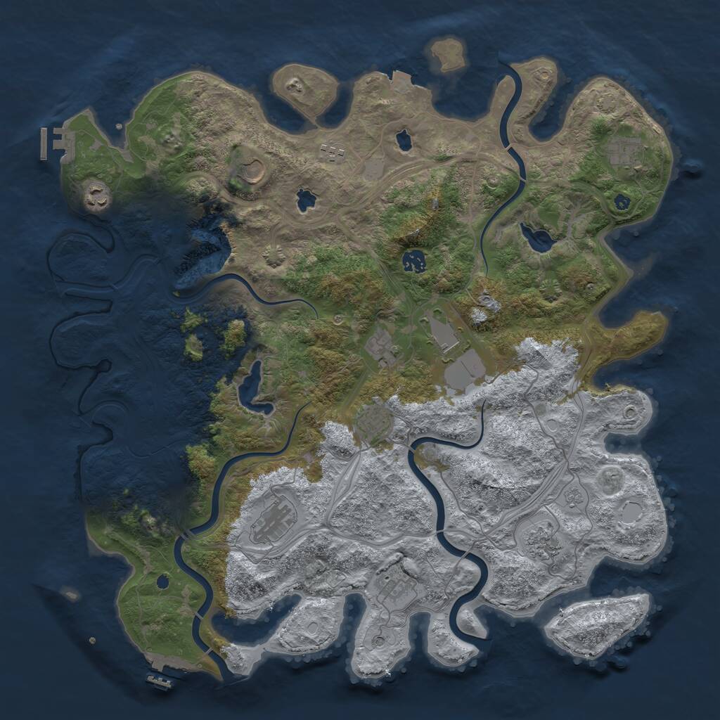 Rust Map: Procedural Map, Size: 4500, Seed: 646072563, 17 Monuments