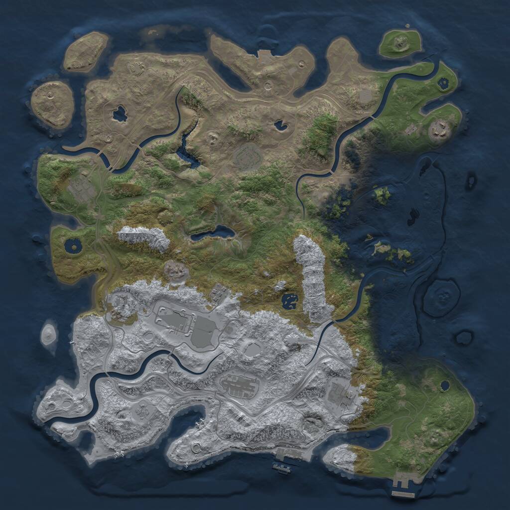 Rust Map: Procedural Map, Size: 4500, Seed: 857686741, 15 Monuments