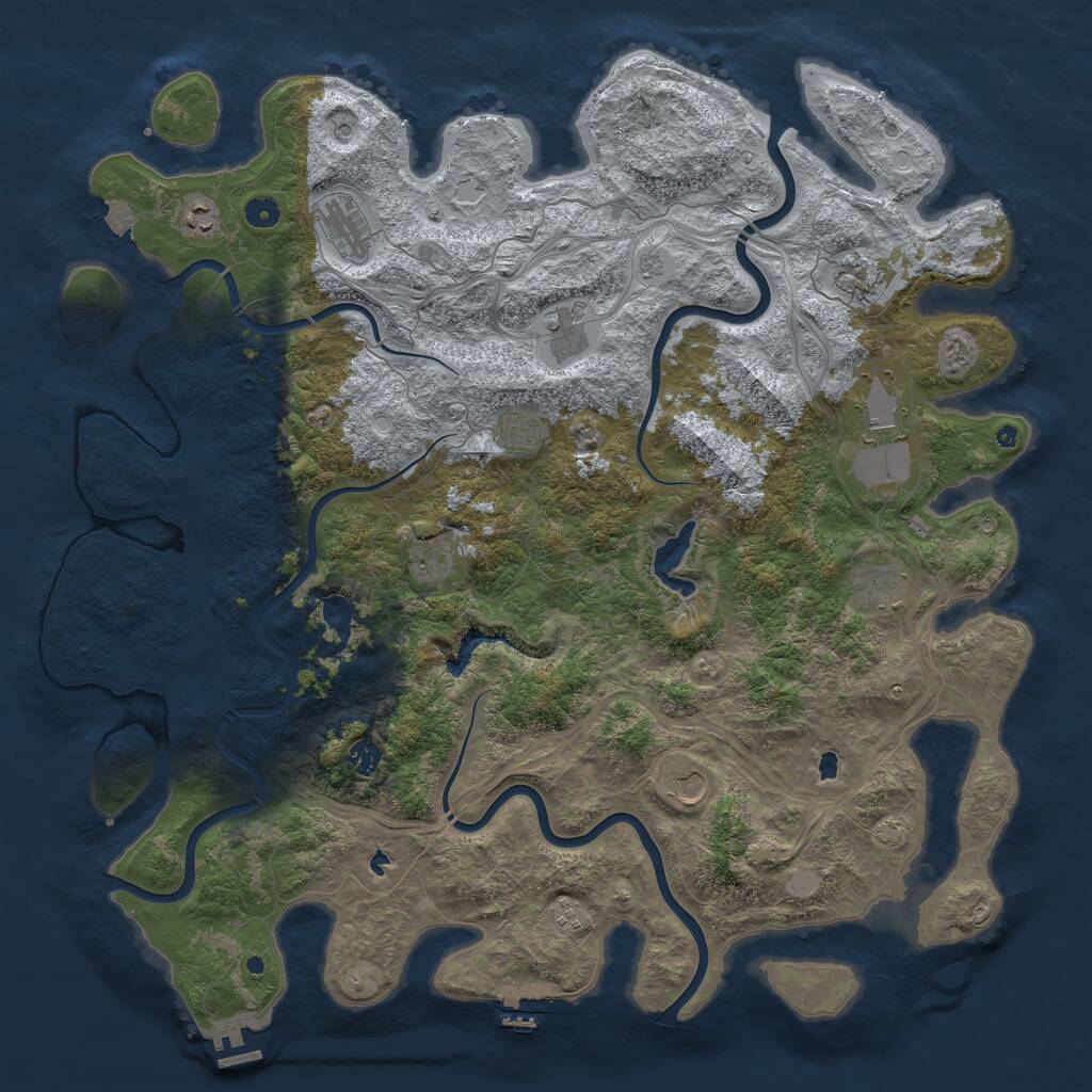 Rust Map: Procedural Map, Size: 4965, Seed: 1, 17 Monuments