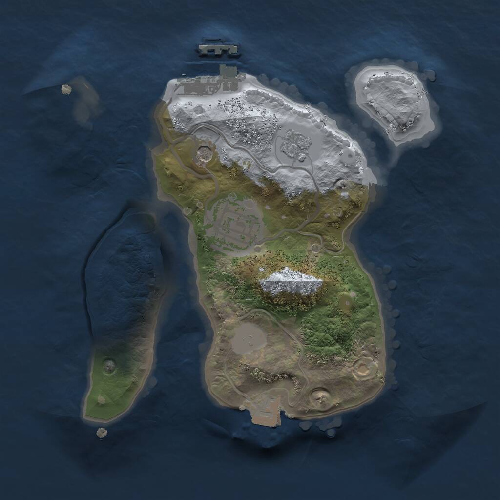 Rust Map: Procedural Map, Size: 2000, Seed: 343894845, 5 Monuments