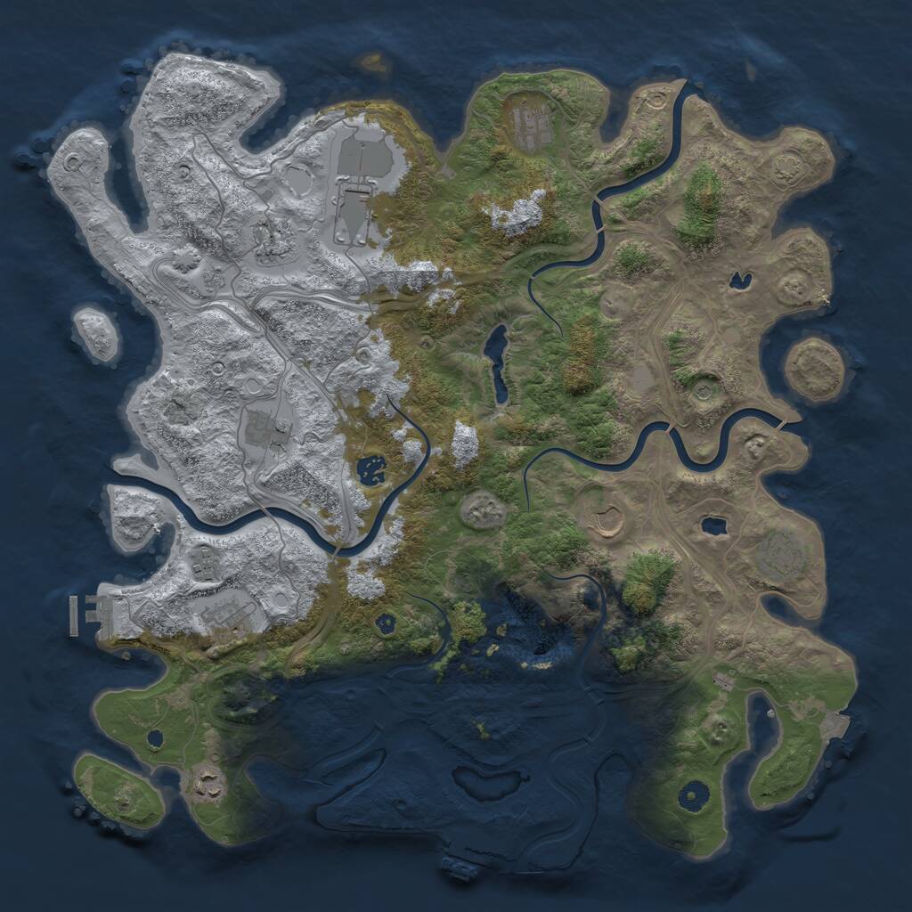 Rust Map: Procedural Map, Size: 4500, Seed: 410121143, 16 Monuments