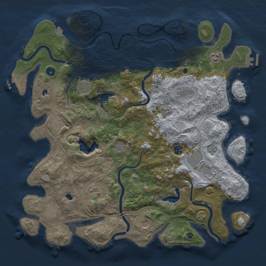 Rust Map: Procedural Map, Size: 4500, Seed: 617288429, 17 Monuments
