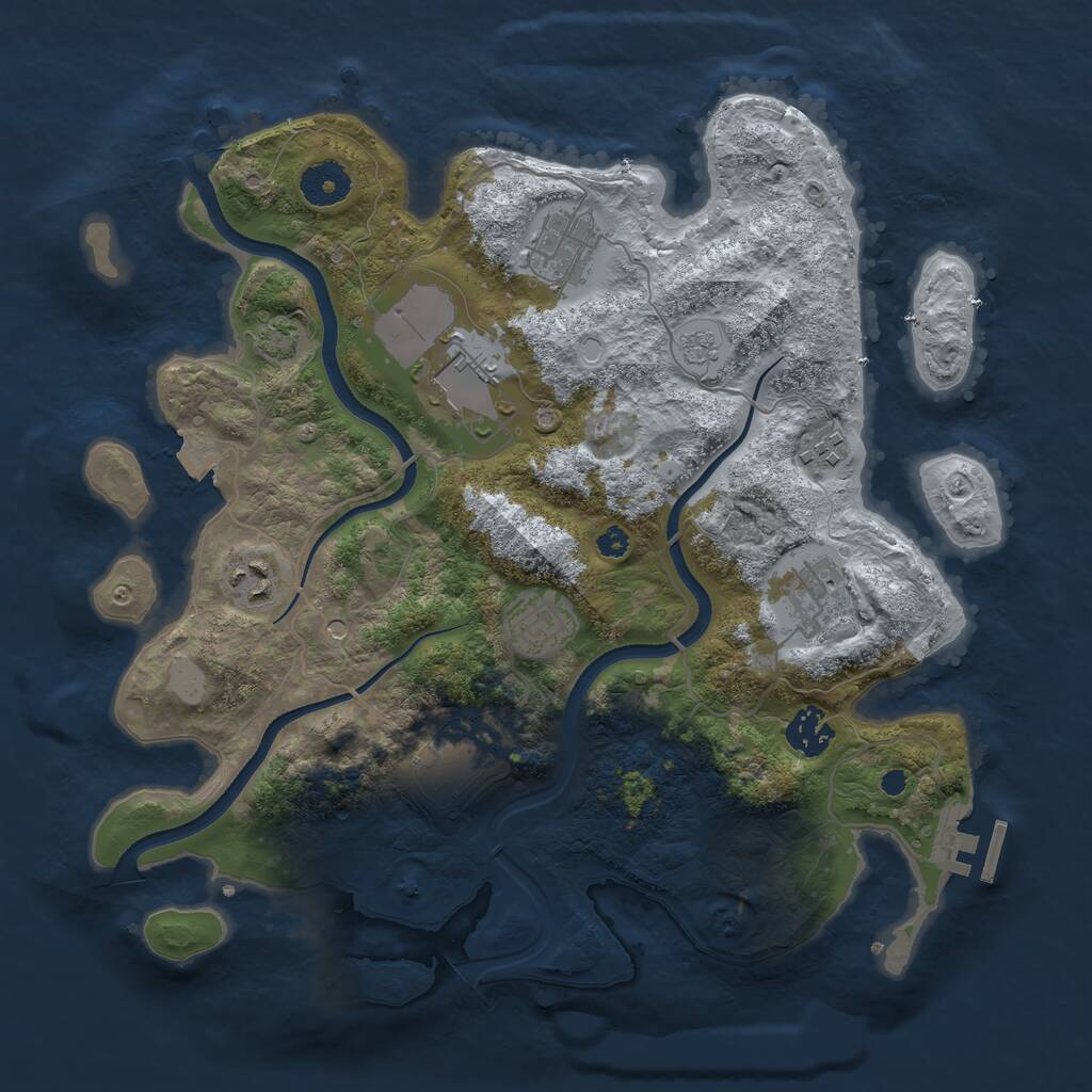 Rust Map: Procedural Map, Size: 3500, Seed: 3127, 13 Monuments