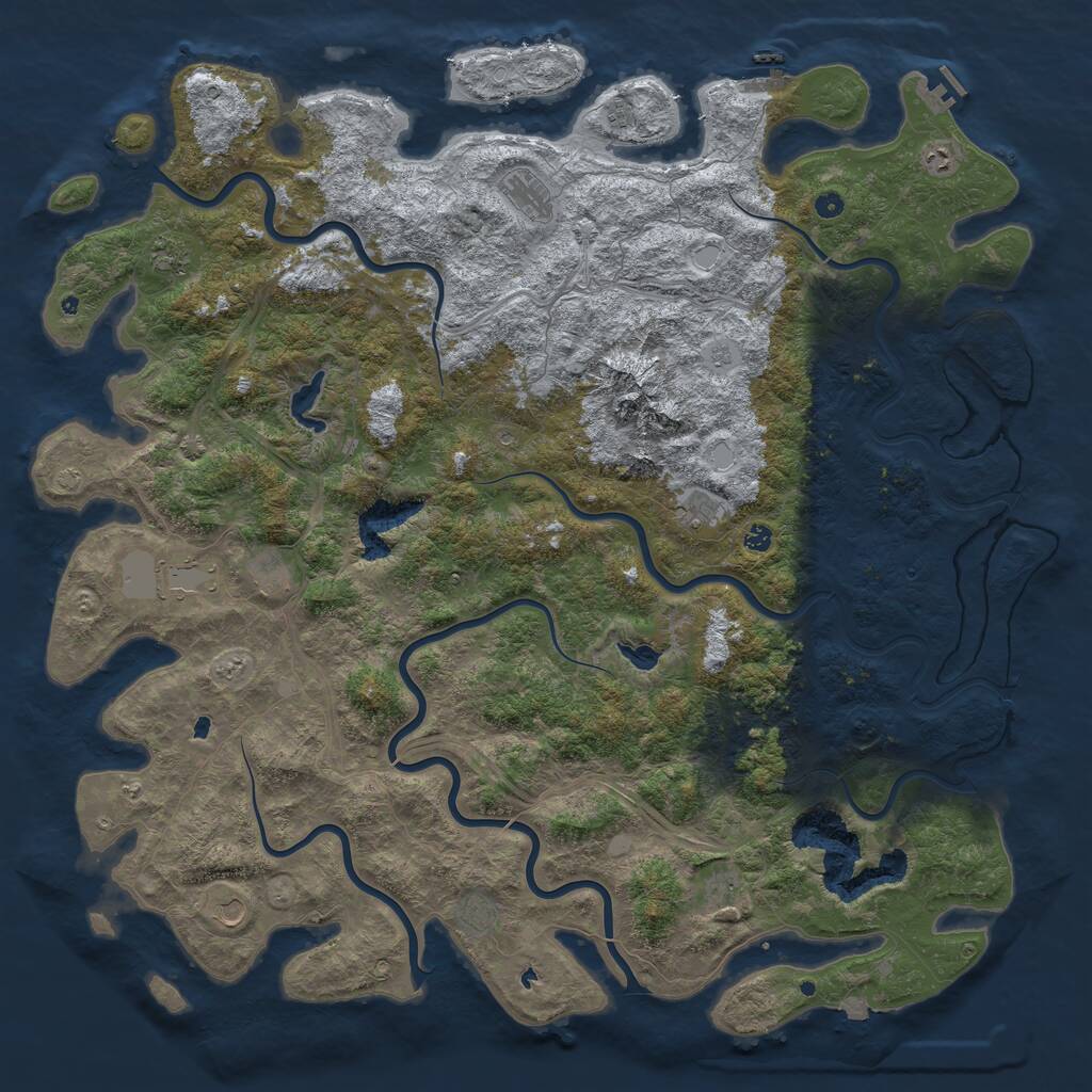 Rust Map: Procedural Map, Size: 6000, Seed: 1570440484, 17 Monuments