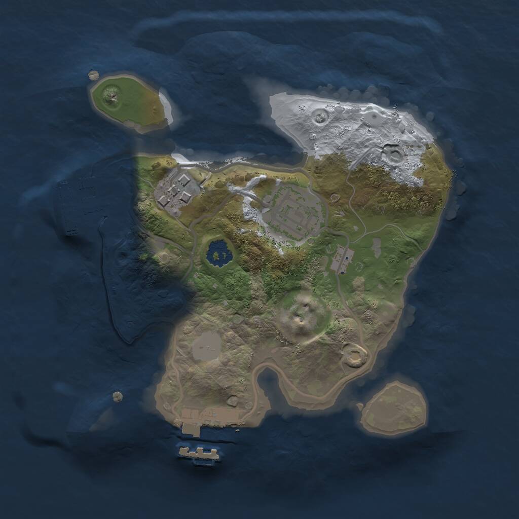 Rust Map: Procedural Map, Size: 2000, Seed: 1285094409, 5 Monuments