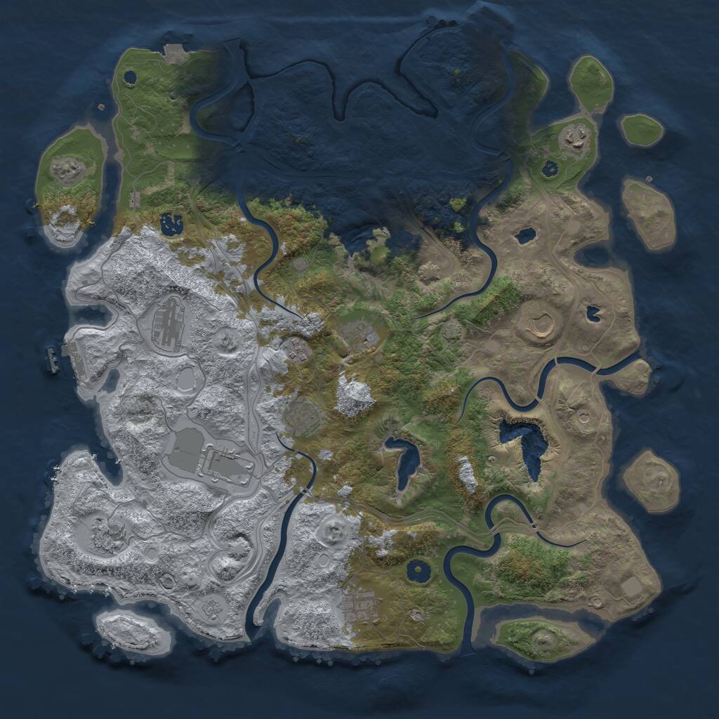 Rust Map: Procedural Map, Size: 4500, Seed: 733432498, 16 Monuments
