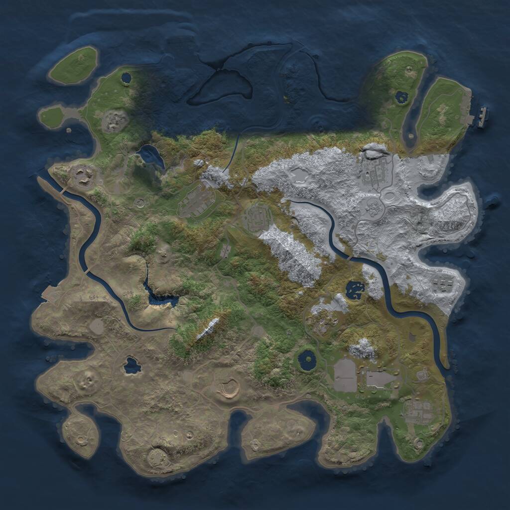 Rust Map: Procedural Map, Size: 4000, Seed: 1264809, 16 Monuments