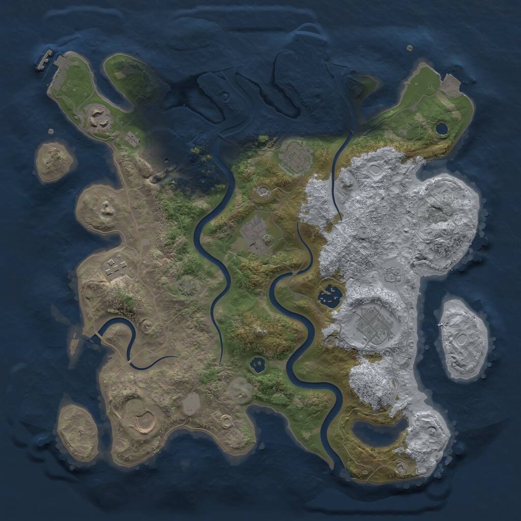 Rust Map: Procedural Map, Size: 3500, Seed: 425387, 14 Monuments