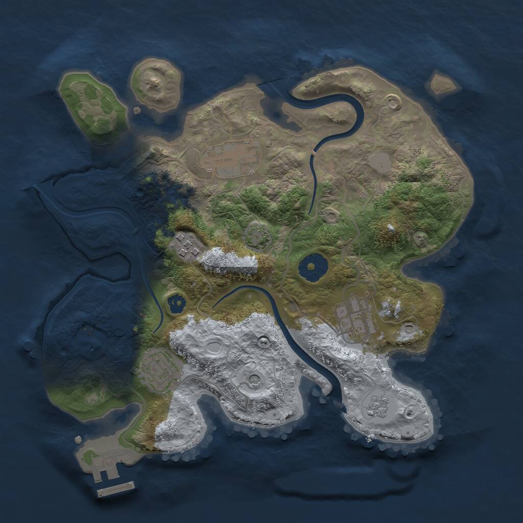 Rust Map: Procedural Map, Size: 2800, Seed: 696119307, 9 Monuments